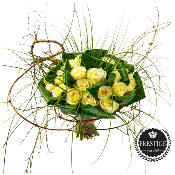 Wit boeket met Aspidistra blad